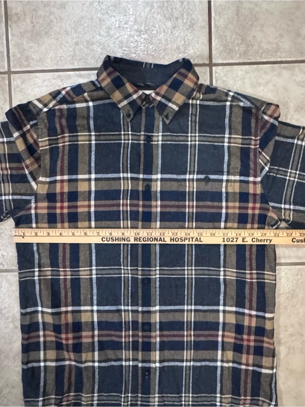Weatherproof Men's Plaid Button-Down Shirt - Navy, Brown, Cream - Picture 10 of 15